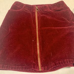 Red Mudd Pencil Mini Zip-Up Skirt Corduroy